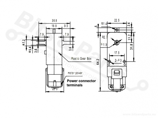 Motor DC 3-6V voor smart cars en robots 